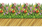 Tropical Flower and Bamboo Walkway Border
